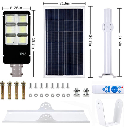 Lighteme 400W Solar Street Lights Outdoor, Dusk to Dawn Solar Led Outdoor Light with Remote Control, 6500K Daylight White