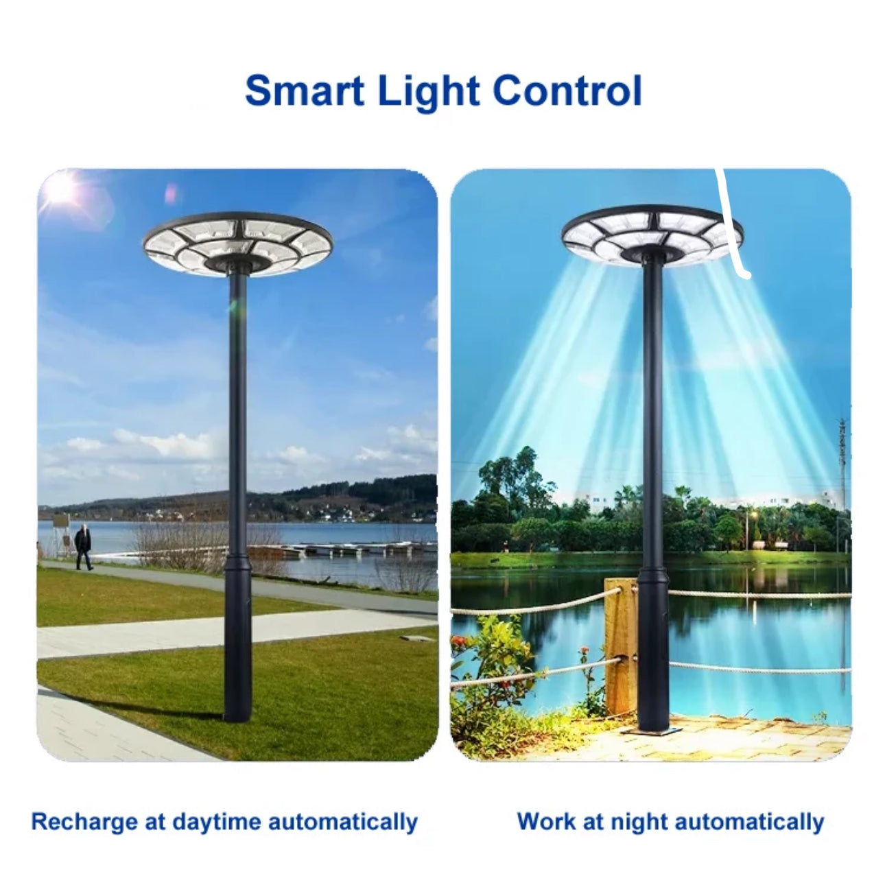 Lighteme 2500W Solar Outdoor Light UFO Garden Pole And Wall Street Lights For Home, Yard, Farmhouses with Remote