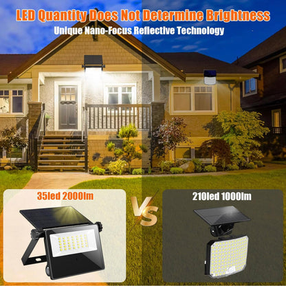 Lighteme 2-Pack Solar Outdoor Lights, Metal Solar Security/Flood Lights ,2000LM Motion Sensor