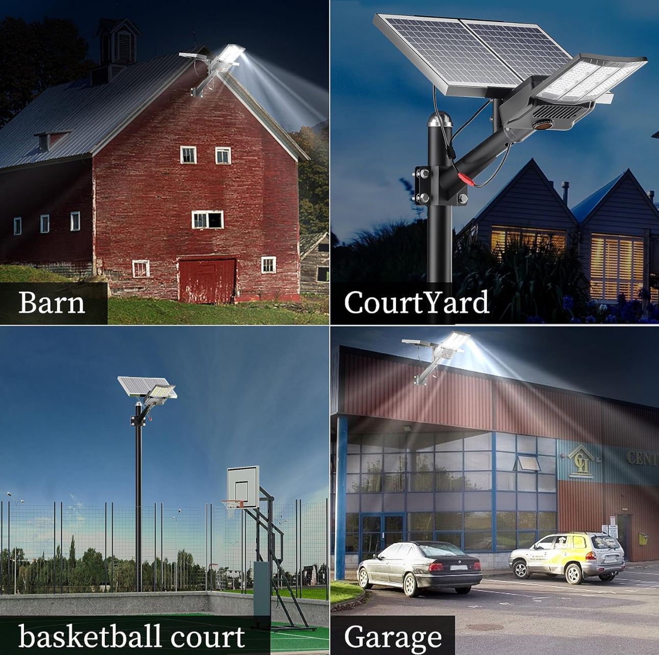Lighteme 6500W Solar Street Lights Outdoor, 500000LM High Powered Commercial Parking Lot Lights 6500K Dusk to Dawn with Remote