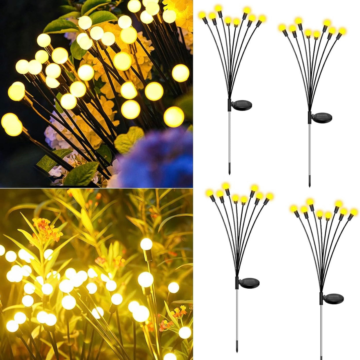4 Pack - Lighteme Solar Powered Light FireFly Upgraded 8 LED-Warm White