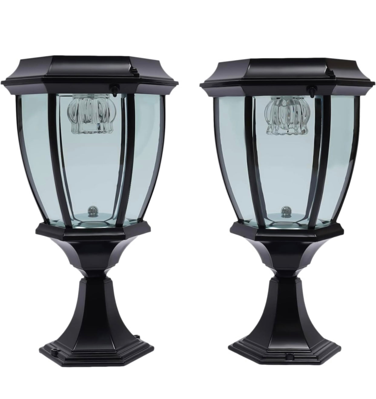 Lighteme 63" Solar Lamp Post Lights ,Outdoor Aluminum Floor Lamp,Waterproof Solar Powered Street Lights for Garden, Pathway, Driveway, Front/ Back Door, Warm White Solar Post Light,Replaceable Bulb(2 Pack)