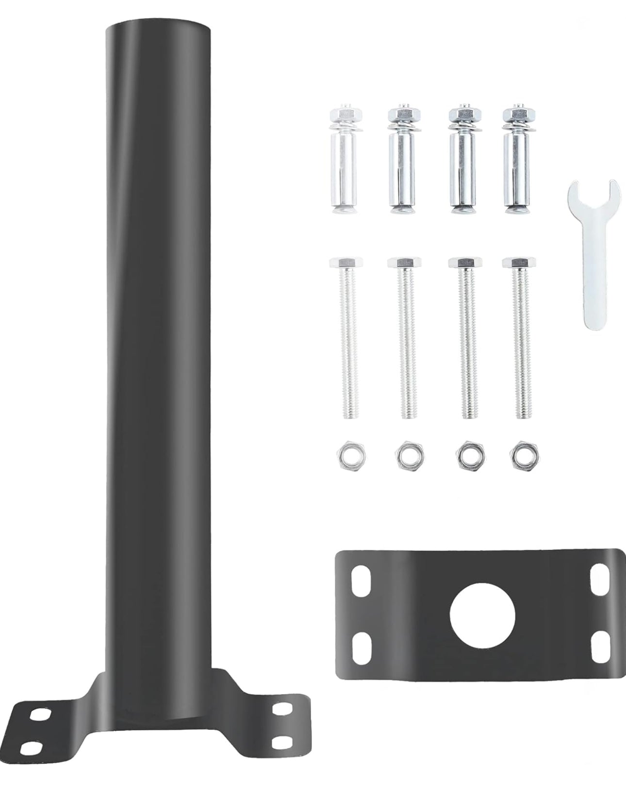 Lighteme Solar Lighting Mounting Bracket Extension Pole Kit Wall Black Metal Pipes Barn Lights Fixture Antenna Adaptor Outdoor Arm for Street Light,Wall Mounted Tire,Barn Lamp,Post Tree