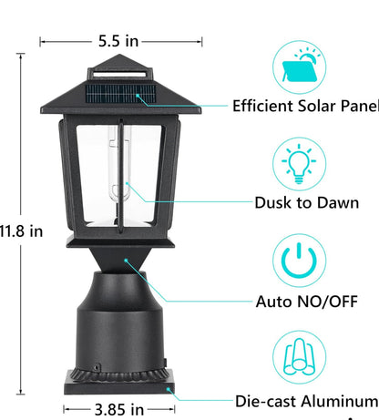 Lighteme 2 Pack Aluminum Solar Post/Fence Lights Outdoor, Wood 4X4 Solar Post Cap Lights