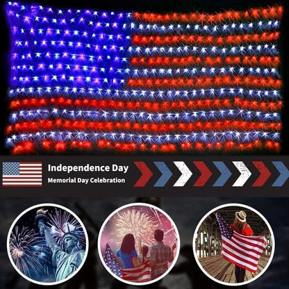 Lighteme American Flag Solar Lights 420 Super Bright LEDs 2-in-1 Solar Powered and Plug in Flag Light