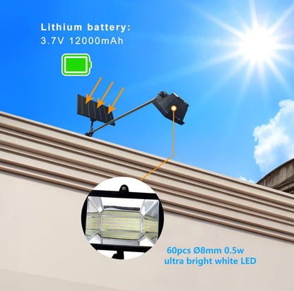 Lighteme Solar Billboard Light Metal Aluminum Lamp Heads,400W 12000AMH Li-on Battery, 60 LED Super Bright Light, Commercial Billboard Lamp Suitable for a Variety of Scenes