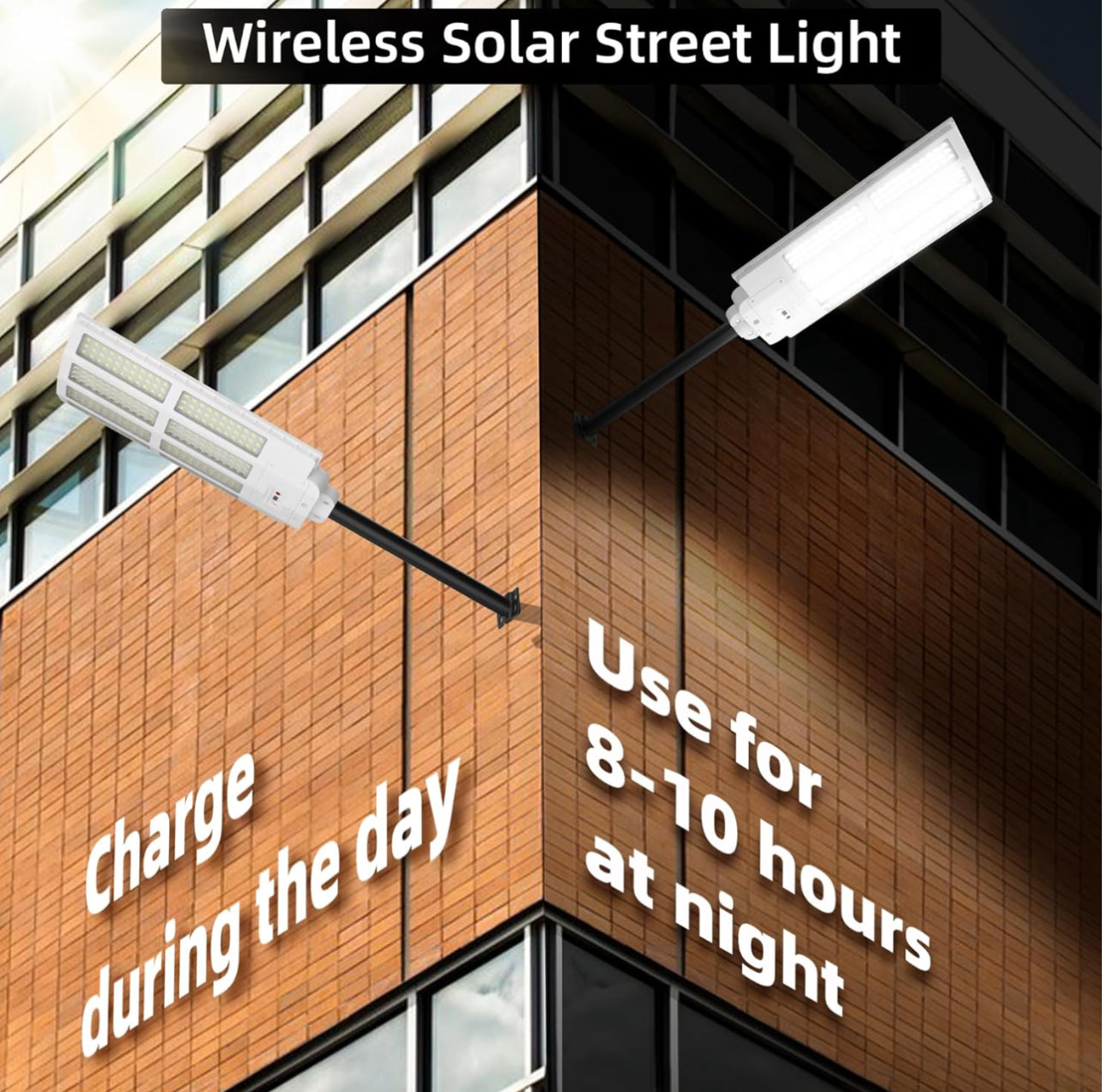 Lighteme 1500W Solar Street Light Outdoor Waterproof, 6500K Motion Sensor Lights Dusk to Dawn, 200,000LM Wall Light with Remote Control