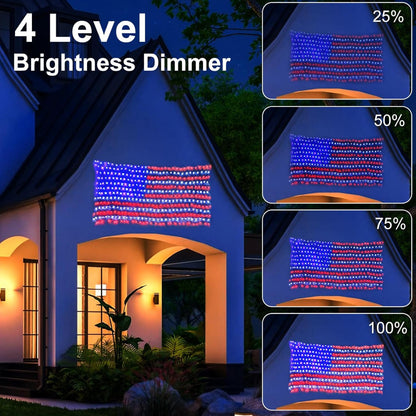 Lighteme American Flag Solar Lights 420 Super Bright LEDs 2-in-1 Solar Powered and Plug in Flag Light