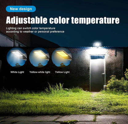 Lighteme 1800W Tri-Color Solar Street Lights Outdoor - Multi-ColorAdjustable Lighting - 7000K LED Street Light with Remote Control - Ideal for Parking Lot, Yard, Plaza - solar parking lot lights