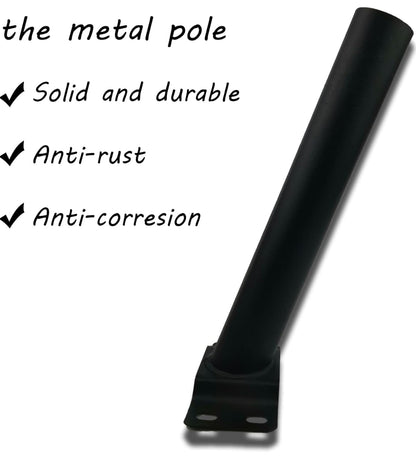 Lighteme Solar Lighting Mounting Bracket Extension Pole Kit Wall Black Metal Pipes Barn Lights Fixture Antenna Adaptor Outdoor Arm for Street Light,Wall Mounted Tire,Barn Lamp,Post Tree