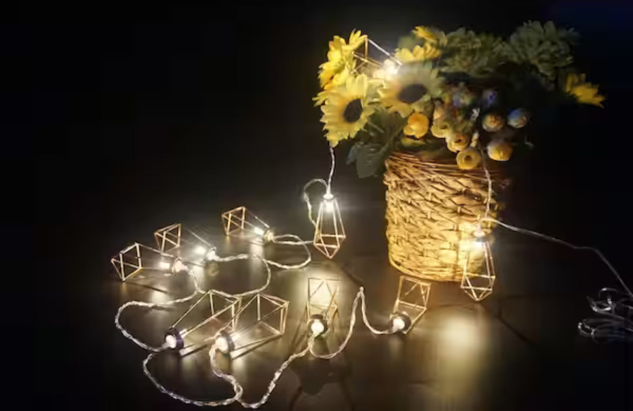 Lighteme 12Ft Battery Operated Metal Indoor Integrated LED String Lights 10-Light