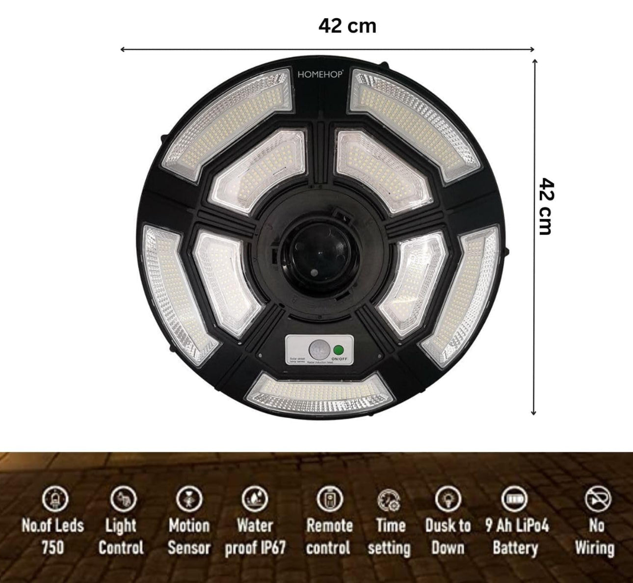 Lighteme 2500W Solar Outdoor Light UFO Garden Pole And Wall Street Lights For Home, Yard, Farmhouses with Remote