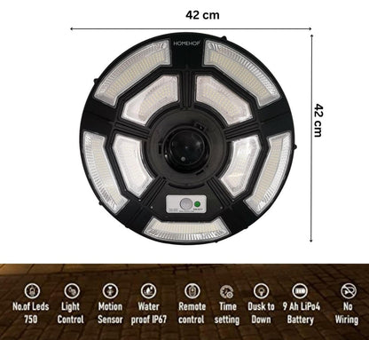 Lighteme 2500W Solar Outdoor Light UFO Garden Pole And Wall Street Lights For Home, Yard, Farmhouses with Remote