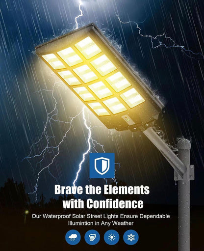 Lighteme 1800 W LED-Straßenlaterne für den Außenbereich – [Warmweiß] 3000 K Solar-Straßenlaternen, Dämmerung bis Morgengrauen, Bewegungssensor mit Fernbedienung 