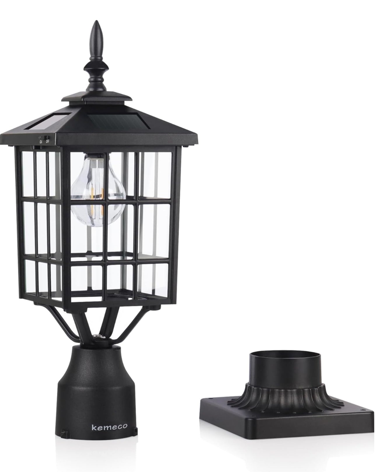 Lighteme LED Cast Aluminum Solar Post Light Fixture with 3-Inch Fitter Base for Outdoor Garden Post Pole Mount