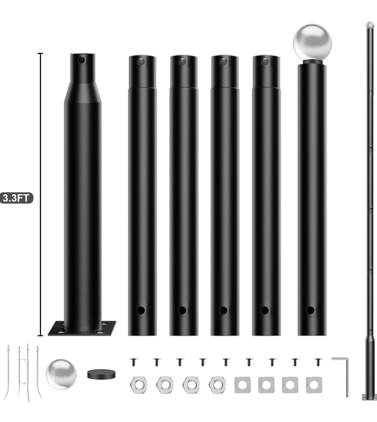 Lighteme 20Ft Commercial Grade Street/Parking/Flag Light Pole, Q235 Galvanized + Cage  1-Pack