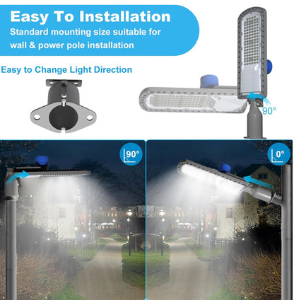 Lighteme 250W LED Hard Wire Electric Parking Lot Lights 30000LM: Dusk to Dawn Outdoor Street Lighting, Commercial Area Security Light with IP65 Waterproof 6500K