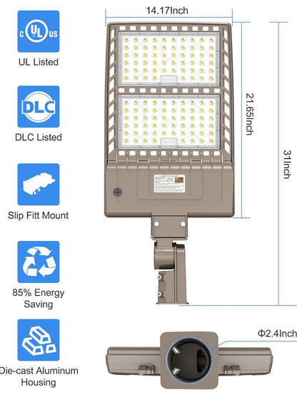 Lighteme 320W LED Parking Lot Light Hard Wired 48,000LM, Hot Wire UL Listed Industrial Grade LED Shoebox Parking Pole Light 5000K IP65 Waterproof