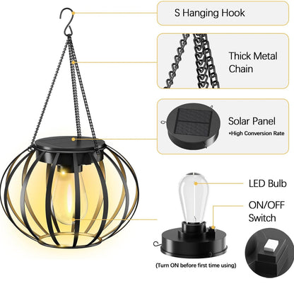 2 Pack Lighteme Solar Hanging Lanterns Outdoor Waterproof 15" Pumpkin Shape