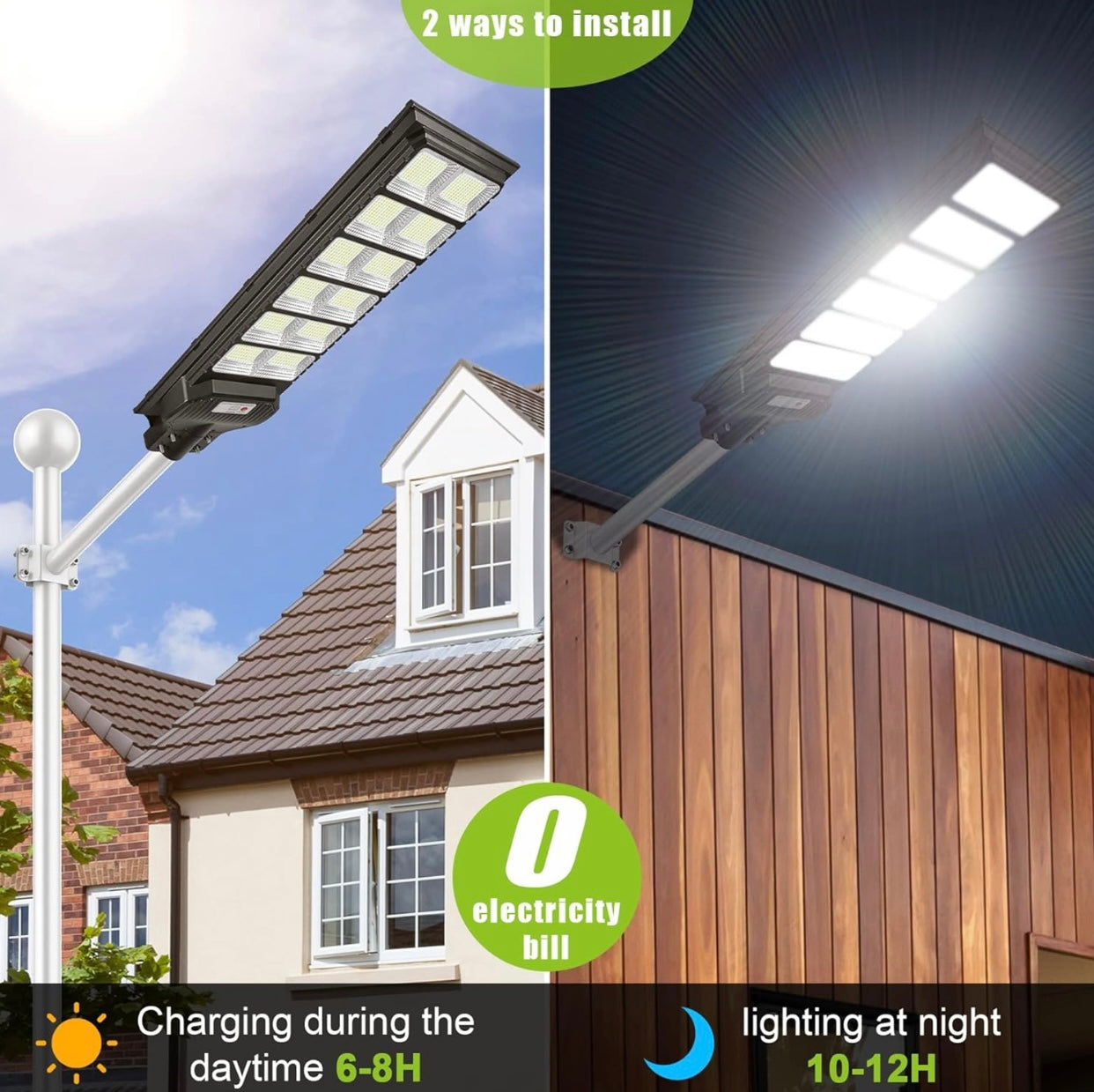 Lighteme 1000W Solar Street Light Motion Sensor, 80000LM IP65 Waterproof with Remote Control