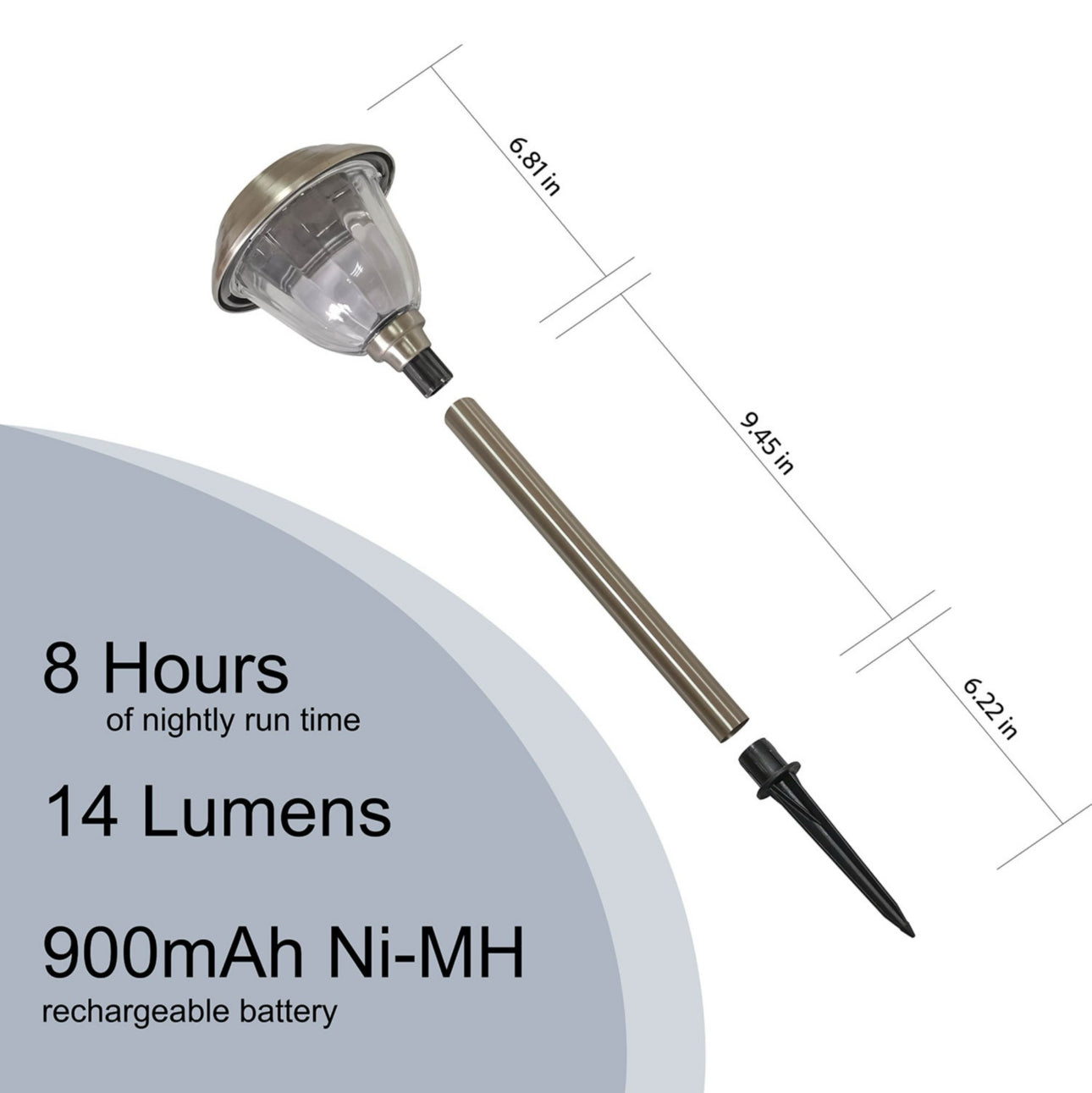 Lighteme 10 Pack Solar Pathway LED Lights Outdoor 15 Lumen-Stainless Steel