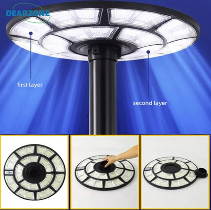 Lighteme 2500W Solar Outdoor Light UFO Garden Pole And Wall Street Lights For Home, Yard, Farmhouses with Remote