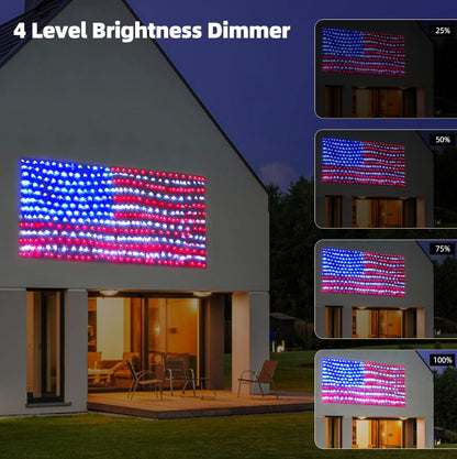 Lighteme American Flag Solar Lights 420 Super Bright LEDs 2-in-1 Solar Powered and Plug in Flag Light