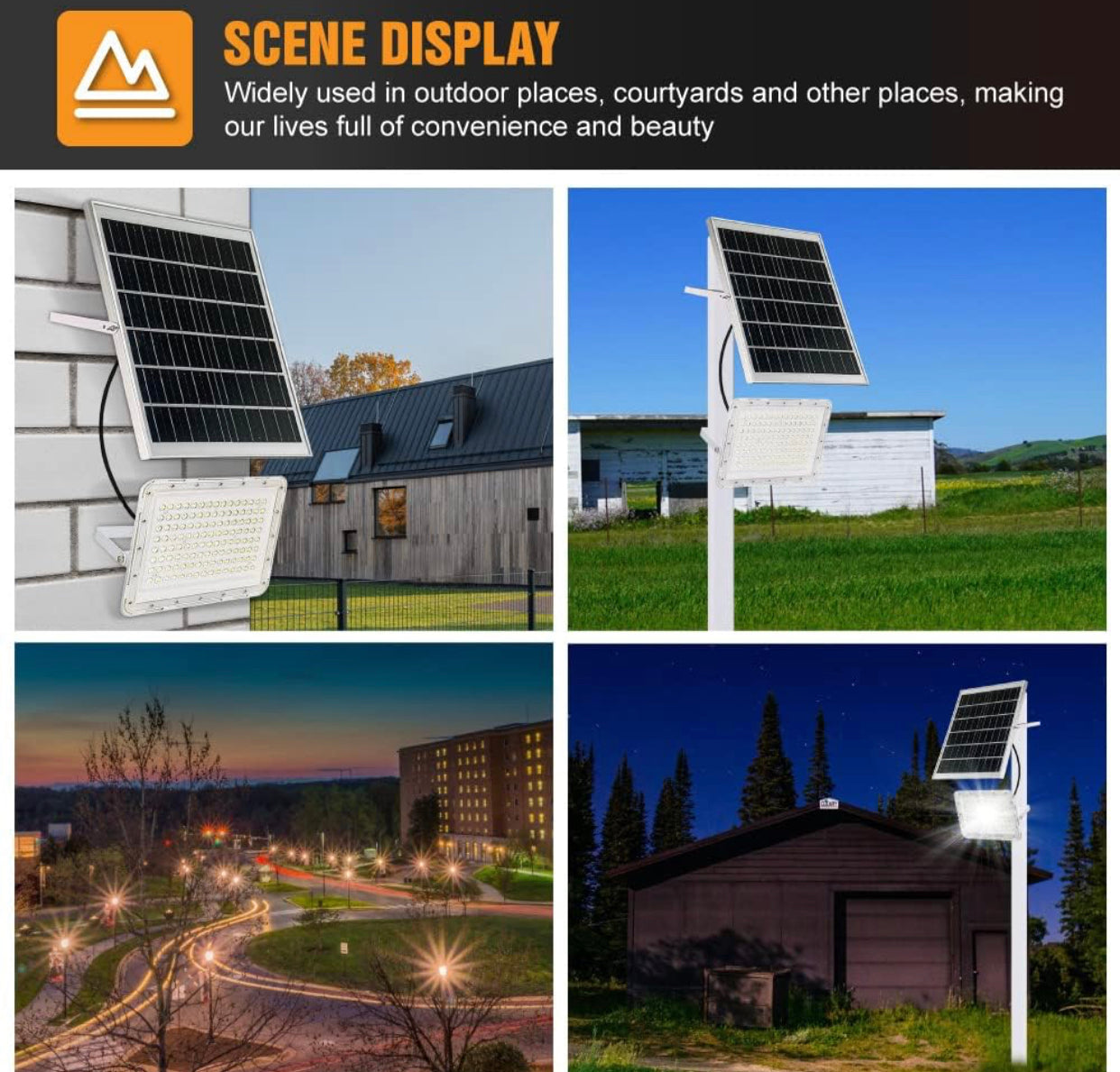 Lighteme 300W LED Solar Flood Lights,24000LM Street Flood Light Waterproof with Remote Control
