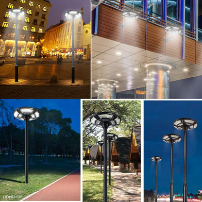 Lighteme 2500W Solar Outdoor Light UFO Garden Pole And Wall Street Lights For Home, Yard, Farmhouses with Remote