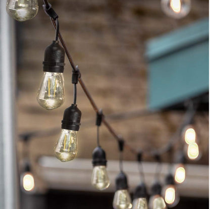 Lighteme 48 Fuß lange, steckbare LED-Lichterkette für den Außenbereich, wasserdicht, zum Aufhängen, dimmbare 2-W-Vintage-Edison-Glühbirnen 
