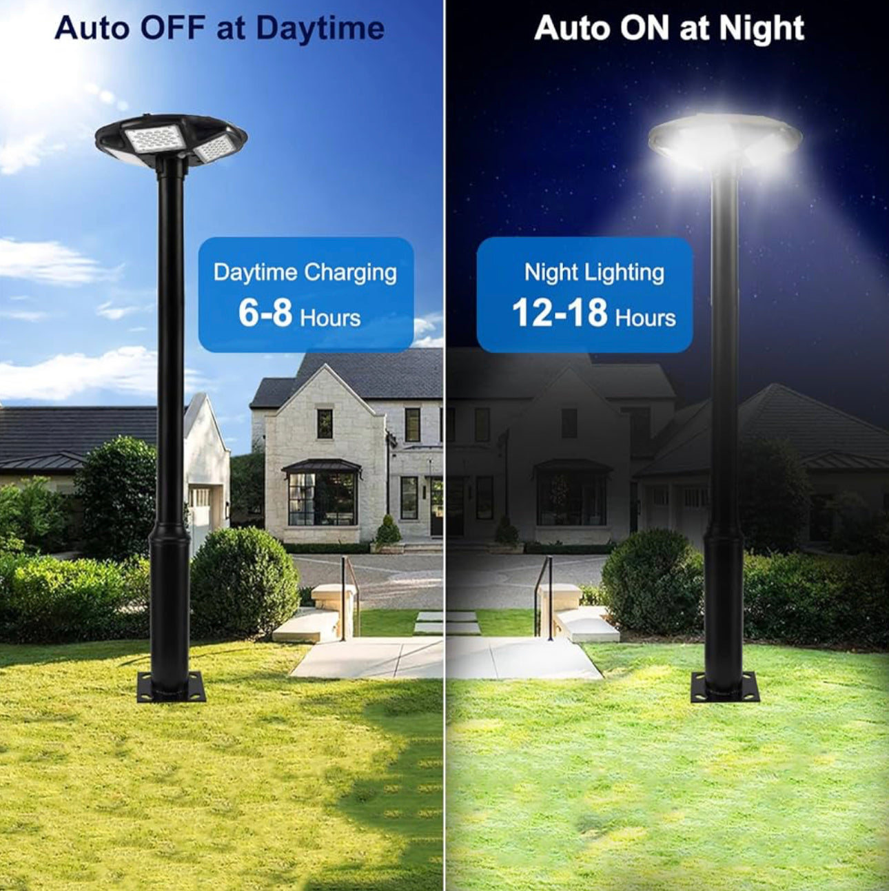 Lighteme 1500W Commercial Solar Flag Pole Outdoor Lamp Post Light with 98 inch Pole IP67 Waterproof With Remote