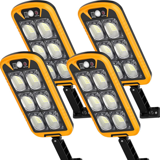 Lighteme SmartYard Solar Lights Outdoor Motion Sensor Light, 7000K Solar Street Lights with Remote Control, Dusk to Dawn Flood Light Outdoor, IP65 Waterproof Security Light (4 Packs)