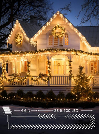 Lighteme 33Ft Solar Led string light 100LED Light-Green Wire