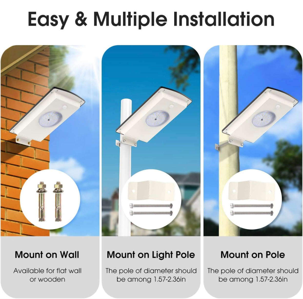 Lampadaires solaires d'extérieur Lighteme, éclairage solaire blanc froid/blanc chaud, détecteur de mouvement, 1 300 lm, étanchéité IP65, variateur d'intensité, télécommande