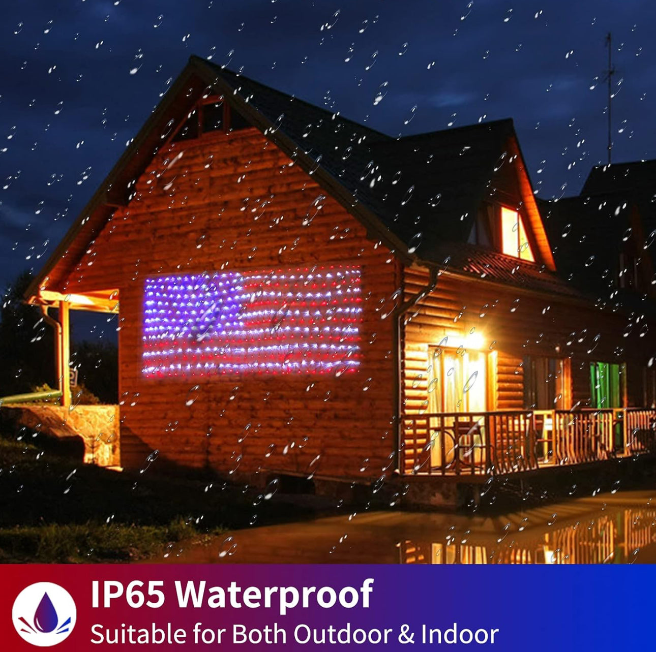 Lighteme American Flag Solar Lights 420 Super Bright LEDs 2-in-1 Solar Powered and Plug in Flag Light