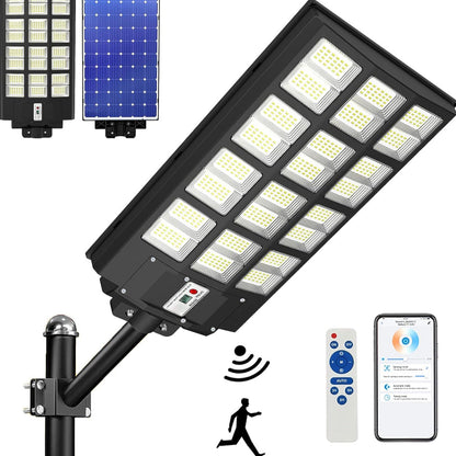 Lighteme 2000W Solar Street Light Outdoor, 250000LM 6500K with Mobile App Remote Control Dusk to Dawn LED Motion Sensor