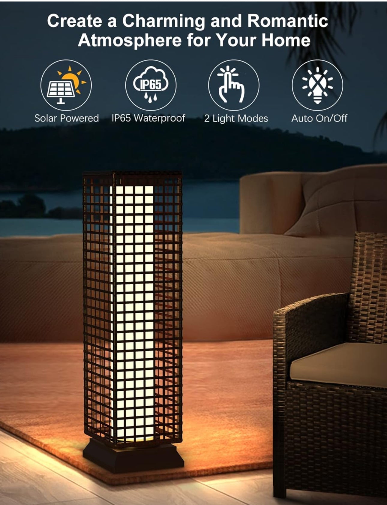 Lighteme 28’ Outdoor Solar Floor Lamp with 2 Lighting Modes