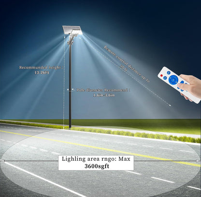 Lighteme 6500W Solar Street Lights Outdoor, 500000LM High Powered Commercial Parking Lot Lights 6500K Dusk to Dawn with Remote