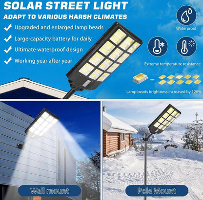 Lighteme 1800 W LED-Straßenlaterne für den Außenbereich – [Warmweiß] 3000 K Solar-Straßenlaternen, Dämmerung bis Morgengrauen, Bewegungssensor mit Fernbedienung 