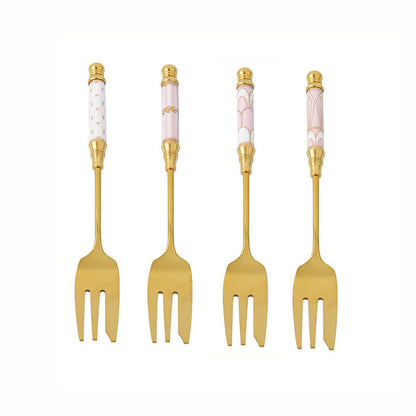 Lighteme Glorious Ceramic Handle Dessert Spoon & Fork