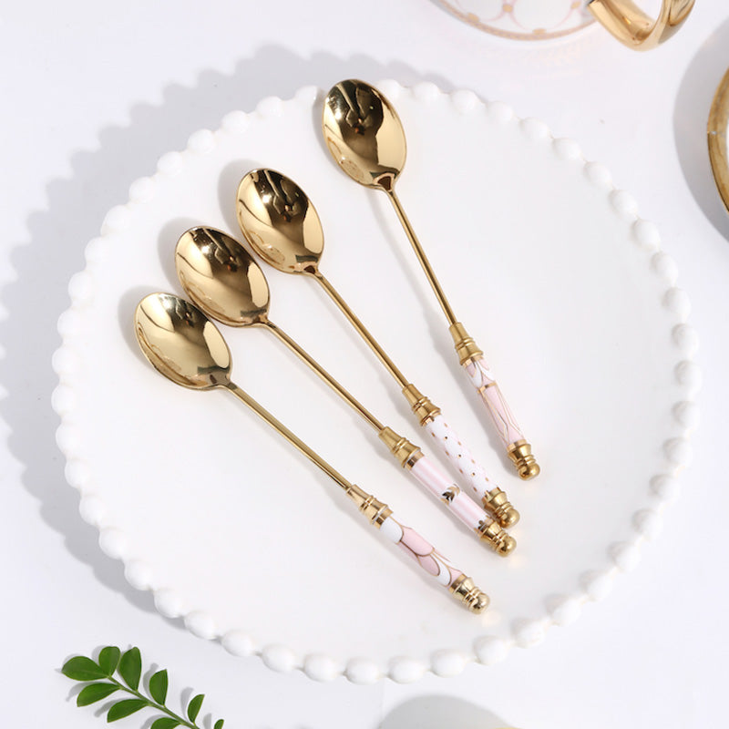 Lighteme Glorious Ceramic Handle Dessert Spoon & Fork