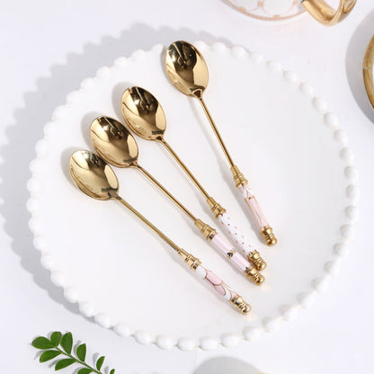Lighteme Glorious Ceramic Handle Dessert Spoon & Fork
