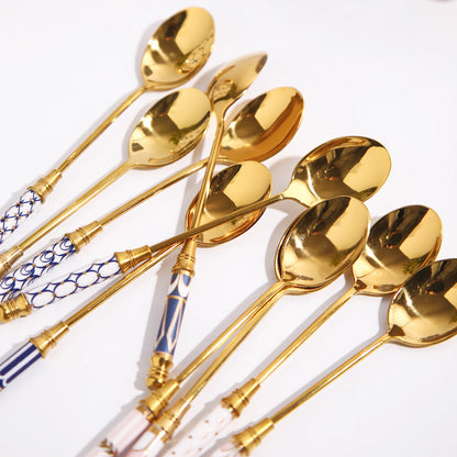 Lighteme Glorious Ceramic Handle Dessert Spoon & Fork