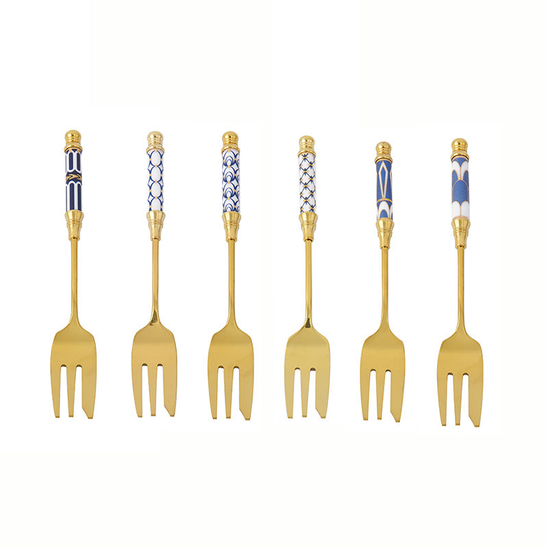 Lighteme Glorious Ceramic Handle Dessert Spoon & Fork