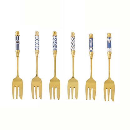 Lighteme Glorious Ceramic Handle Dessert Spoon & Fork