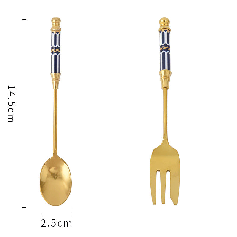 Lighteme Glorious Ceramic Handle Dessert Spoon & Fork