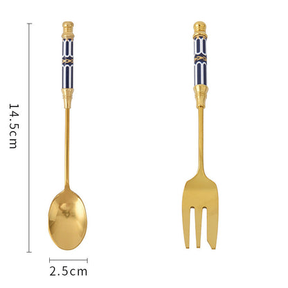 Lighteme Glorious Ceramic Handle Dessert Spoon & Fork
