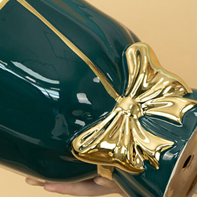 Lighteme Gold Edge Bow Ceramic Vase