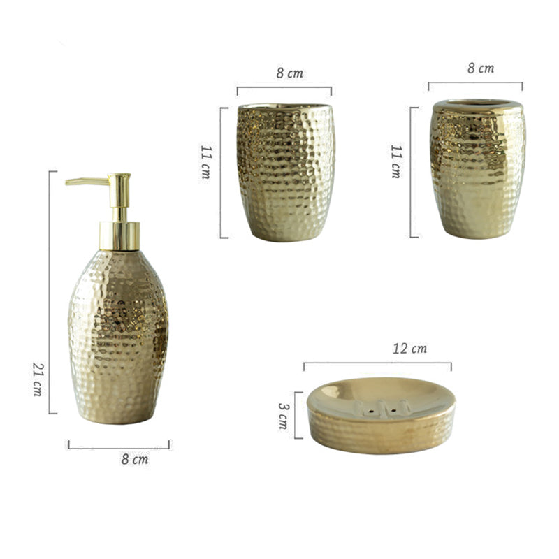 Ensemble de salle de bain en céramique gaufrée dorée Lighteme