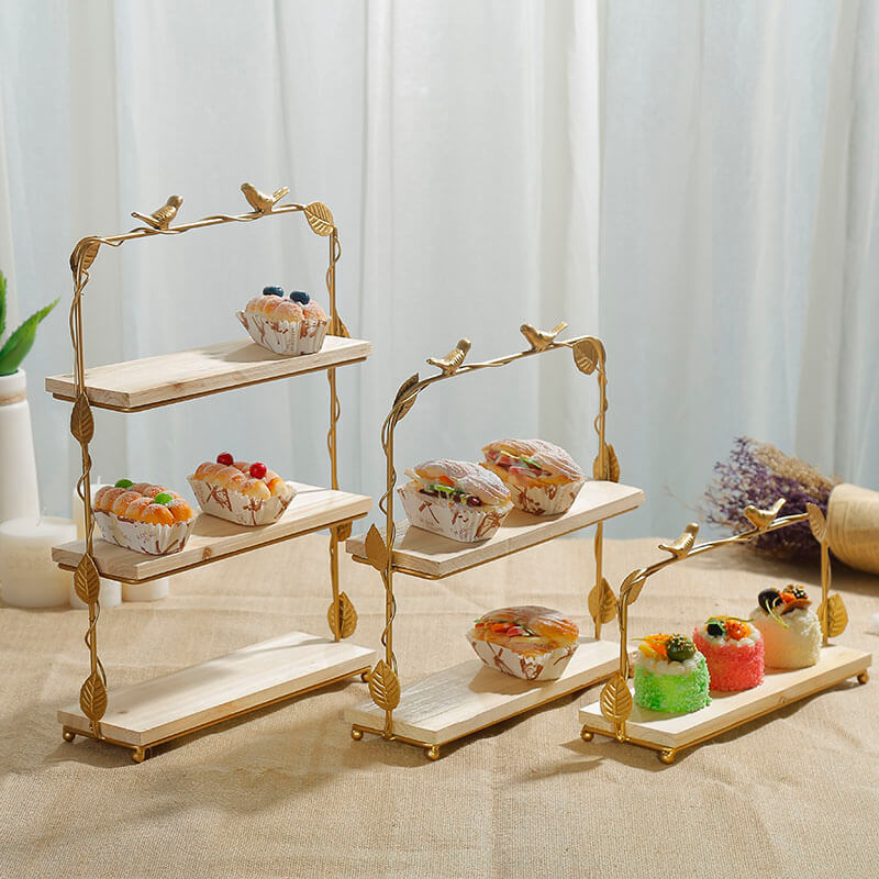 Lighteme Golden Bird & Leaf Dessert Stand